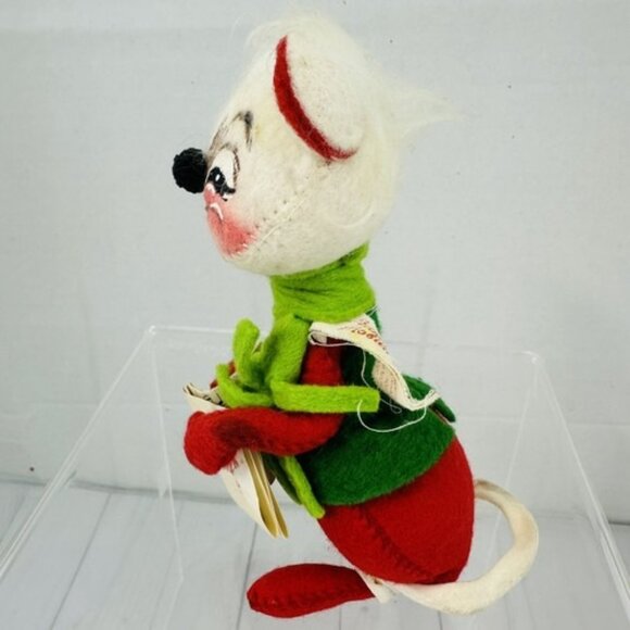 Annalee 7" Merry Christmas Caroller White Mouse Closed Mouth Sheet Music 1970 - Picture 5 of 12